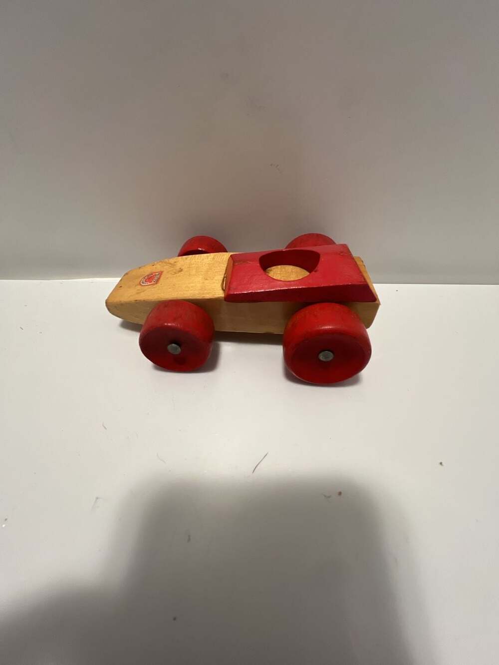 Micki Wooden Race Car Vintage Red Wheels